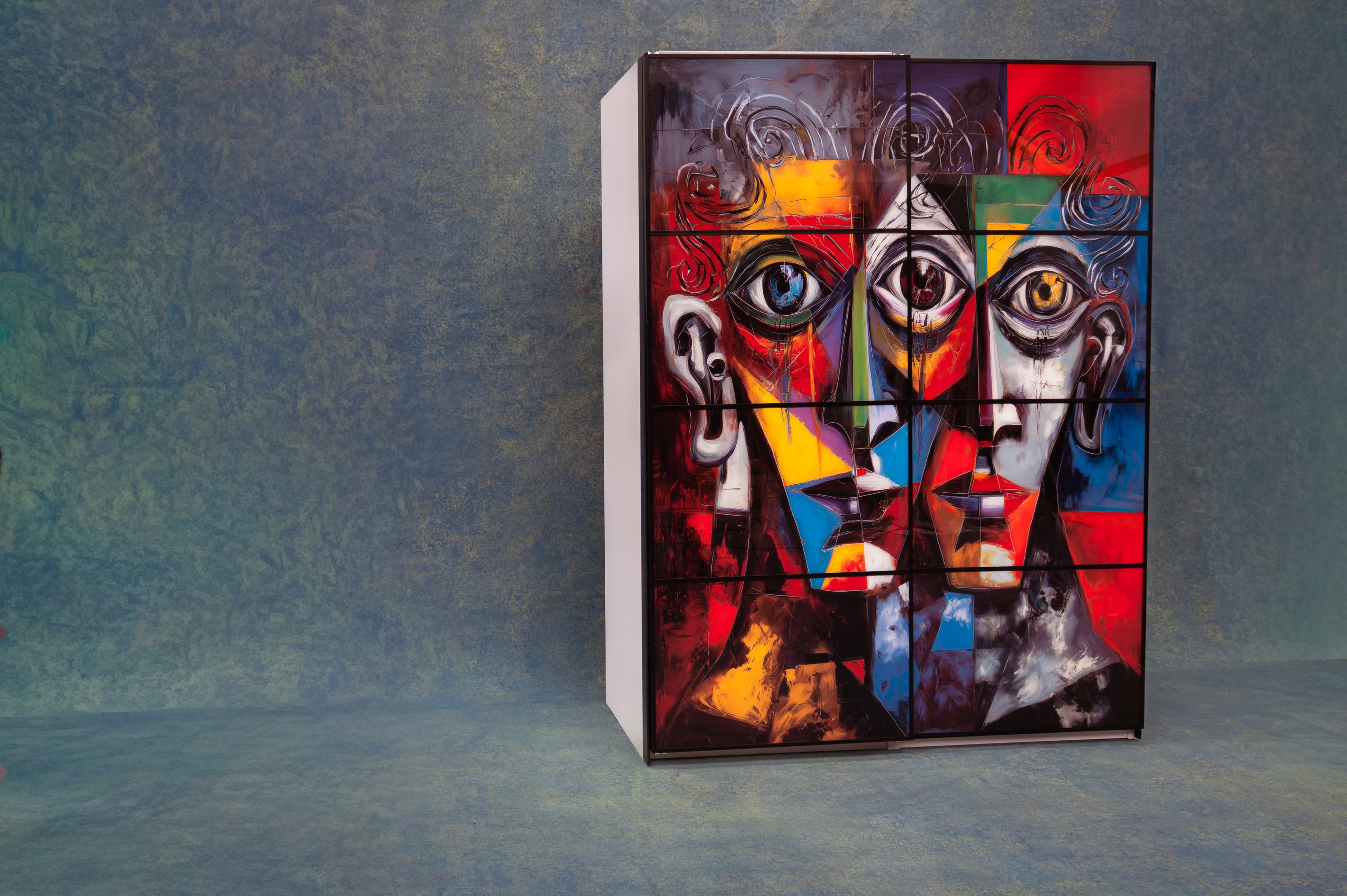 Custom printed IKEA PAX wardrobe with the Cubist Trio edition